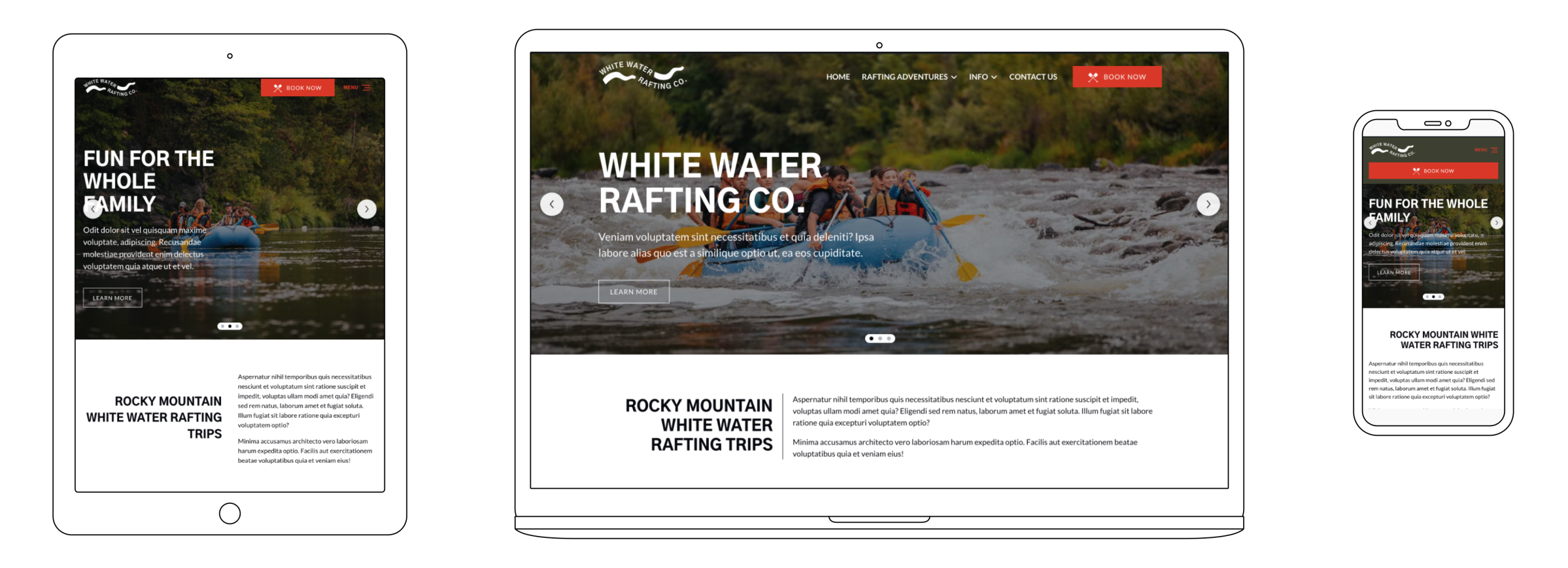 White Water mobile table desktop view